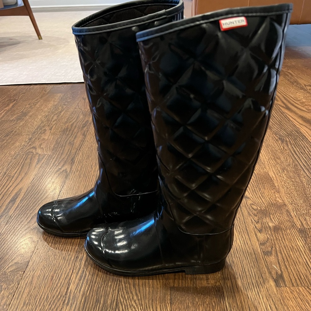 Hunter Women's Black Quilted Rain Boots